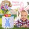 Easter Bunny Basket, 3 Pack Canvas Bunny Basket Egg Bags with Handles Printed Party Celebrate Decoration Gift Toys Carry Bucket Tote